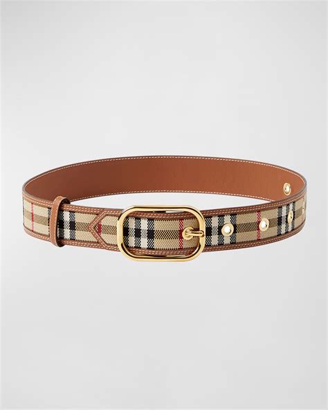 burberry simeon belt detail house check &|Burberry Check Cotton & Leather Belt .